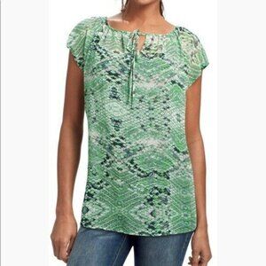 Cabi Womens Green Snake Print Blouse Top Size S
